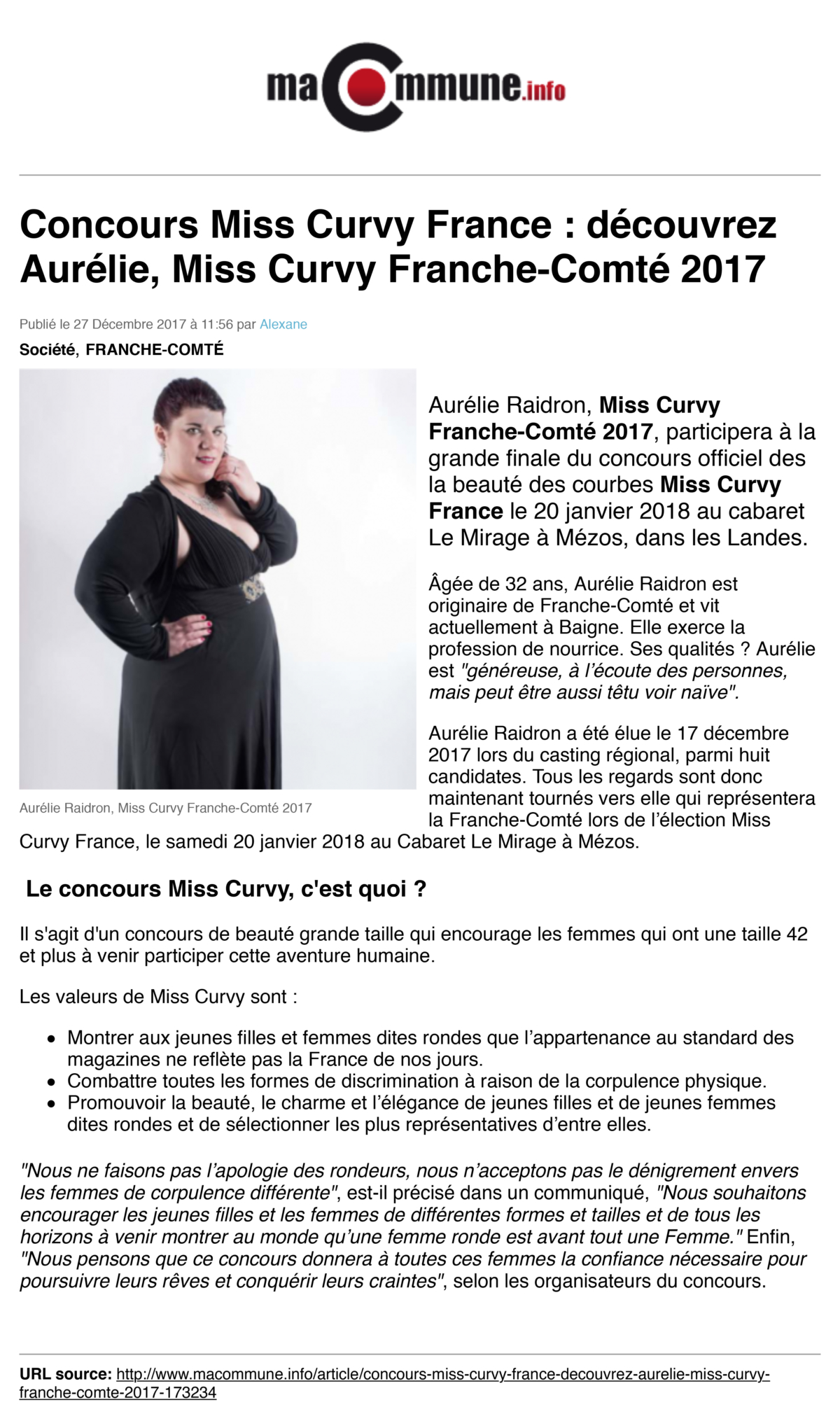 Aurelie Miss Curvy Franche Comté par Macommune.info - Miss Curvy